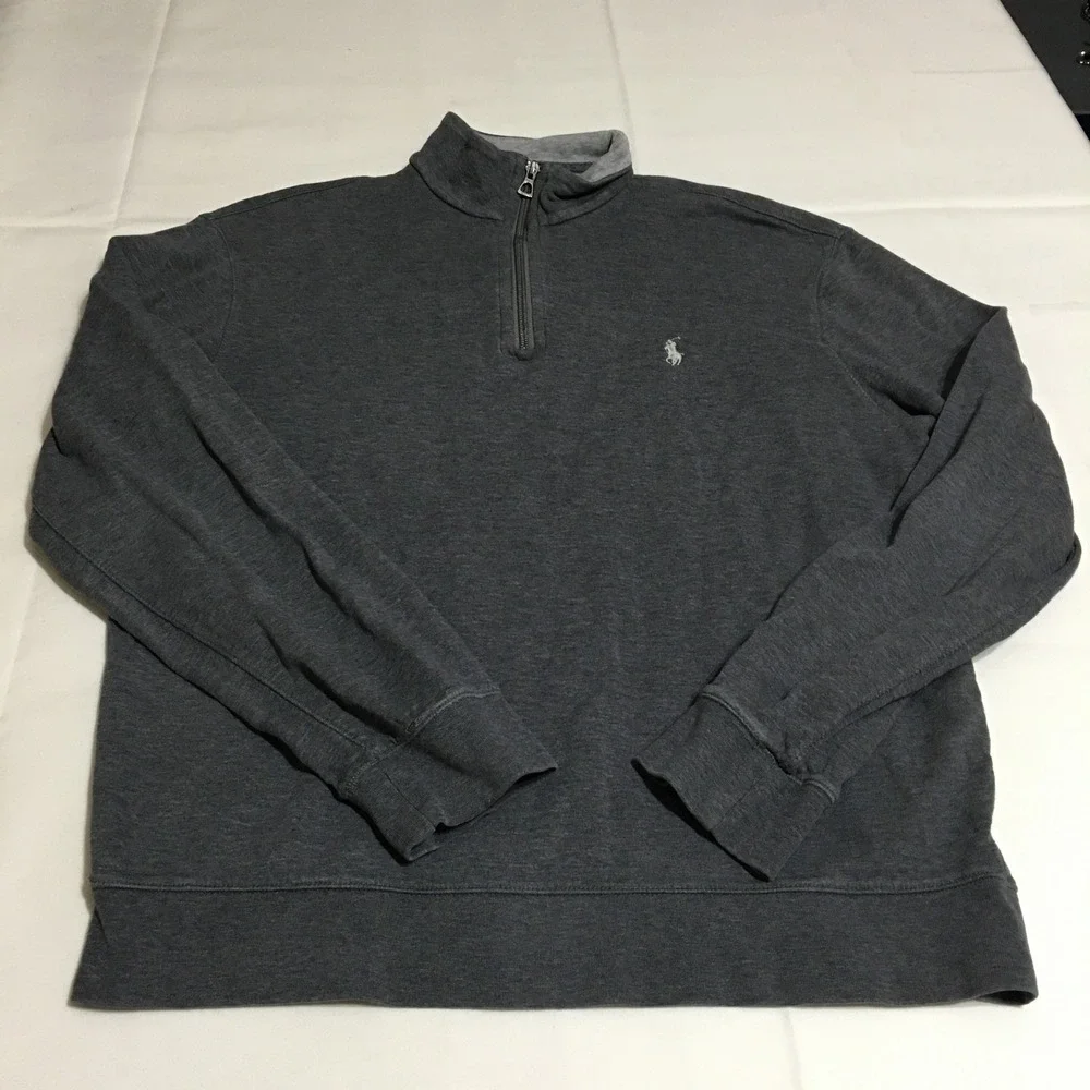 Polo Ralph Lauren Quarter Zip Pullover Sweater Mens Large Charcoal Grey